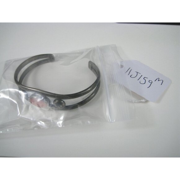 Vintage Silver Cuff Bracelet Coral Red Cabochon 24 grams - Picture 10 of 11